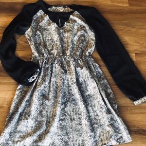 Cream and Black snakeskin print dress: Size Small